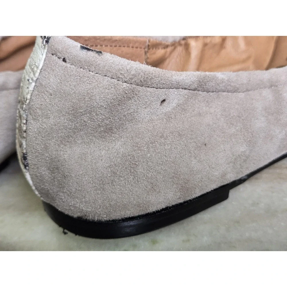 Sam Edelman Baxton Suede Ballet Flats Taupe Snakeskin Size 9 Comfort Lightweight